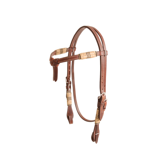 Rawhide Browband Headstall Double Trim with Tied Front