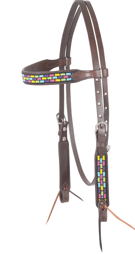 Beaded cubic Browband headstall