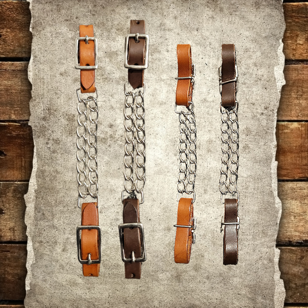 Flat Double Chain Leather Strap Curb