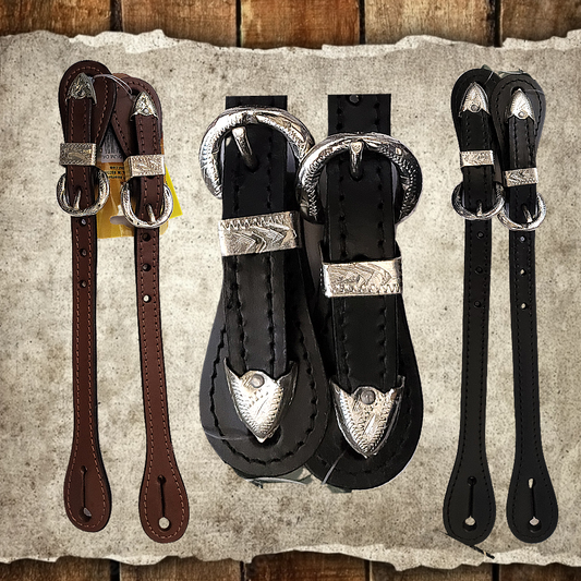 Double Stitched Leather Show Spur Straps