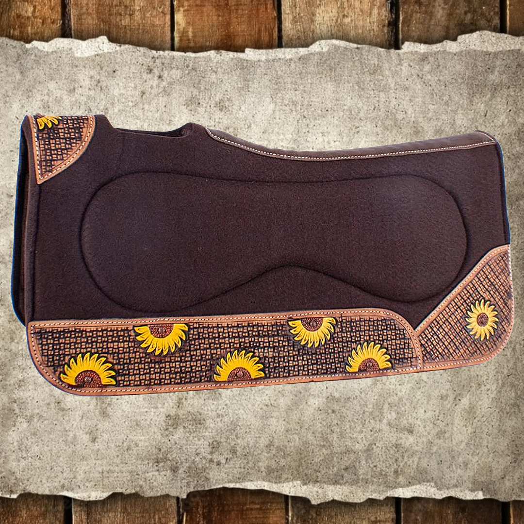 Brown Sunflower Felt Saddle Pad