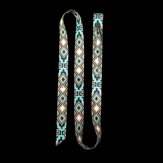 Turquoise Diamond Cross Nylon Latigo Tie Strap