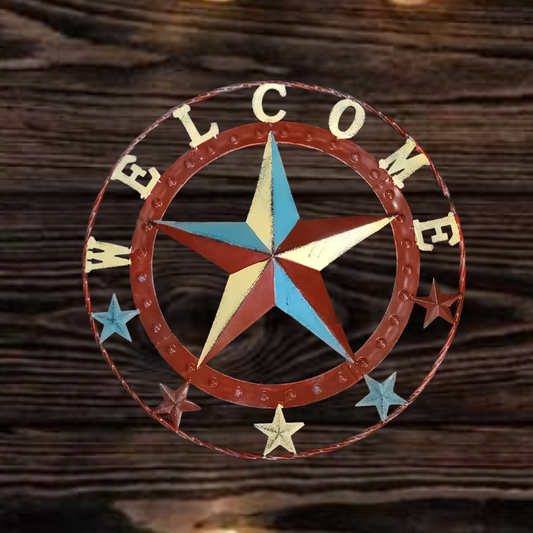 Multi-colored Welcome Sign with Stars